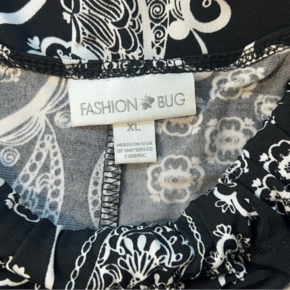 Paisley Ruffle Hem Midi Dress Sleeveless Black White Print Casual Size‎ XL - Picture 7 of 8